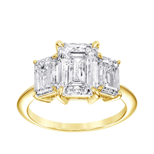 Adamante 5 ct. tw. Lab-Grown Emerald Cut Diamond 3-Stone Engagement Ring in 14K Yellow Gold