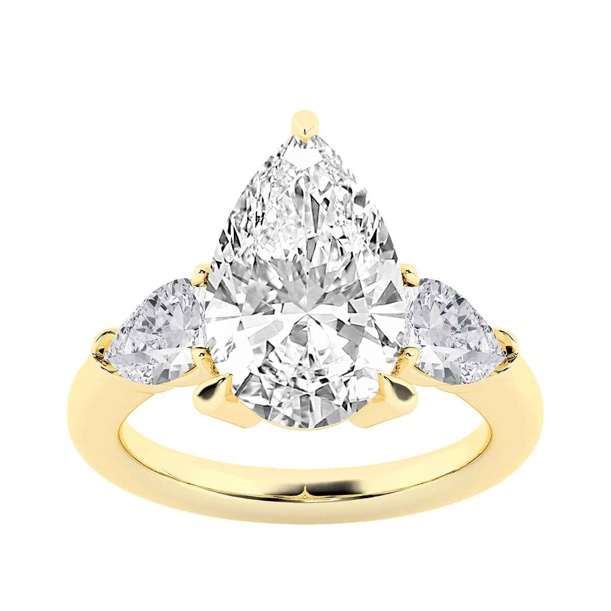 Adamante 6-1/2 ct. tw. Lab-Grown Pear Diamond 3-Stone Engagement Ring in 14K Yellow Gold