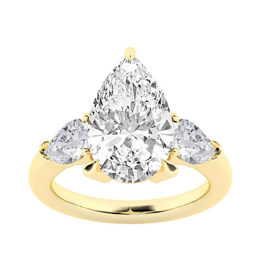 Adamante 6-1/2 ct. tw. Lab-Grown Pear Diamond 3-Stone Engagement Ring in 14K Yellow Gold
