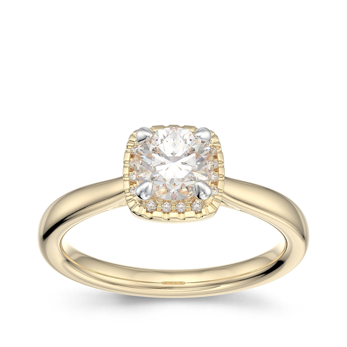 Canadian Rocks 7/8 ct. tw. Round Brilliant Diamond Halo Engagement Ring in 14K Yellow Gold