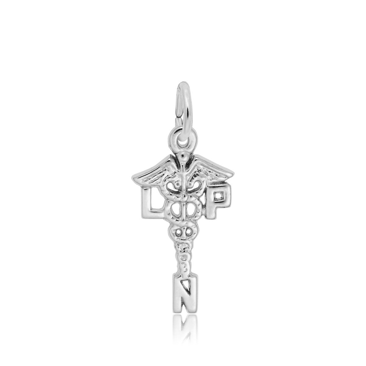 Licensed Practical Nurse Caduceus Charm in Sterling Silver