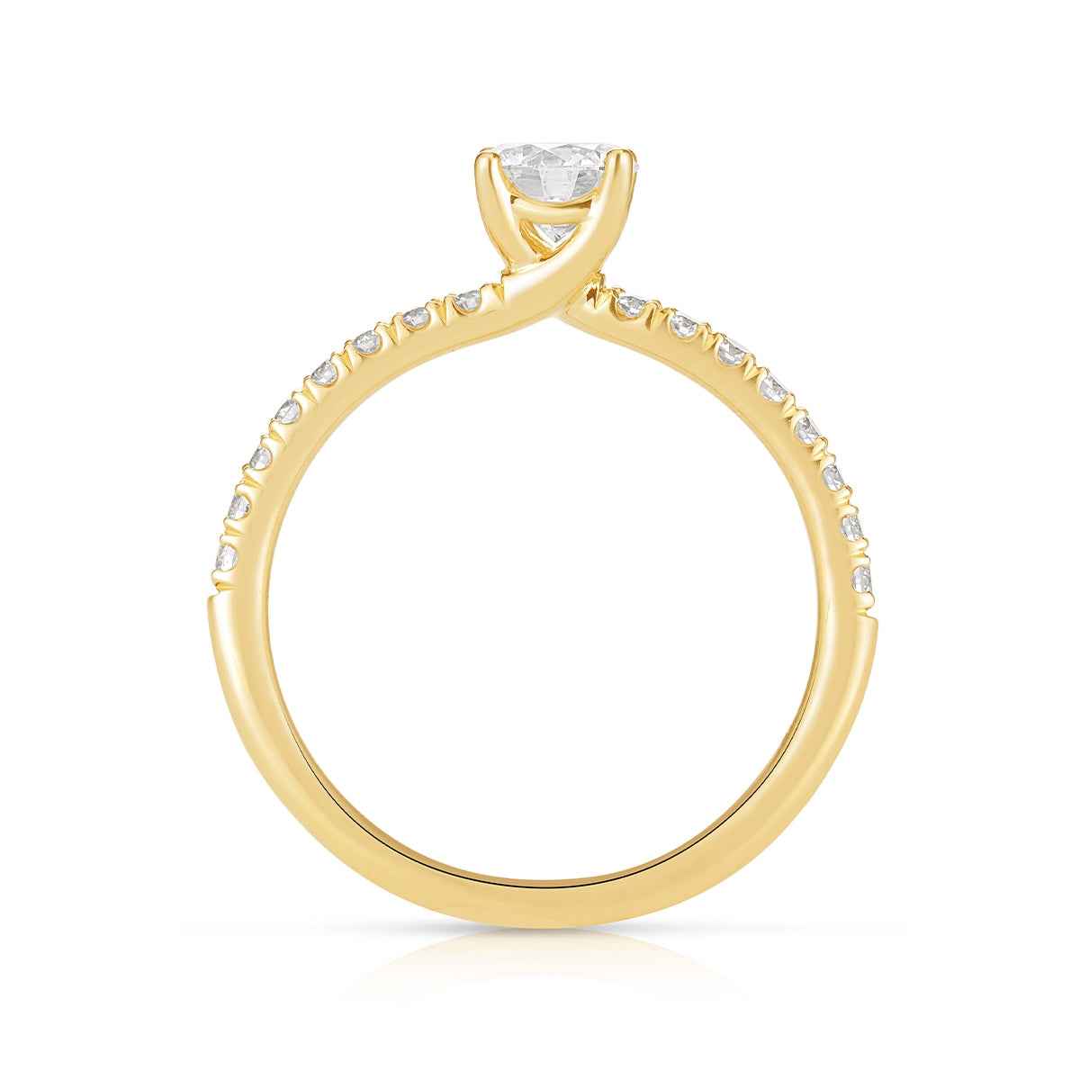 Natural 3/4 ct. tw. Round Brilliant Diamond Engagement Ring in 14K Yellow Gold front view