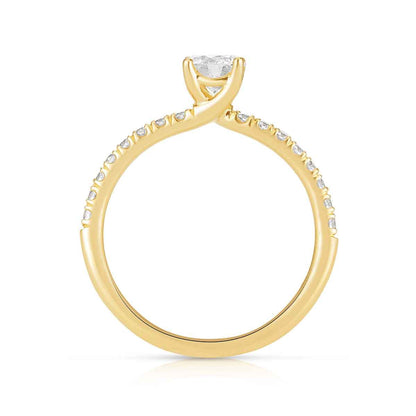 Natural 3/4 ct. tw. Round Brilliant Diamond Engagement Ring in 14K Yellow Gold front view