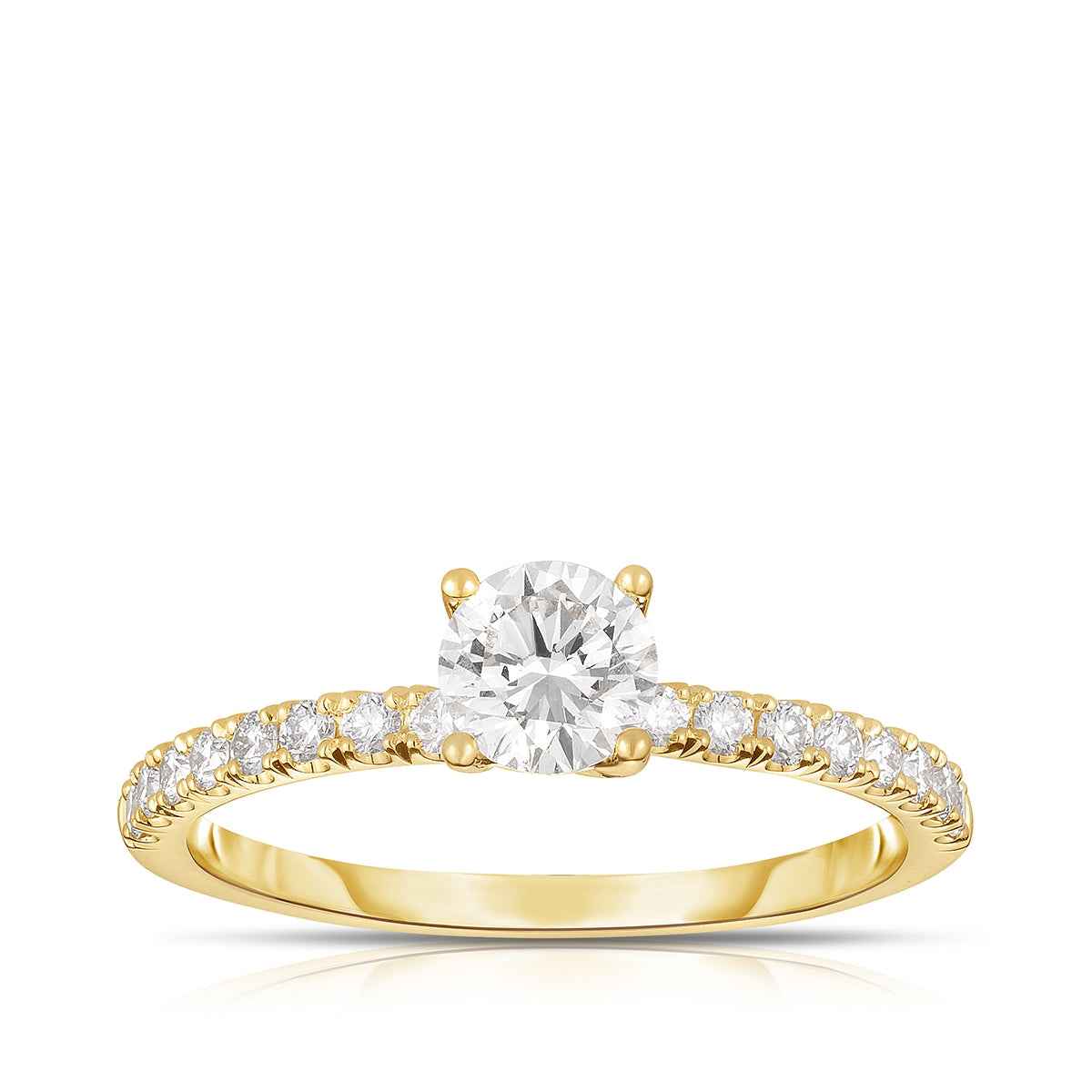Natural 3/4 ct. tw. Round Brilliant Diamond Engagement Ring in 14K Yellow Gold