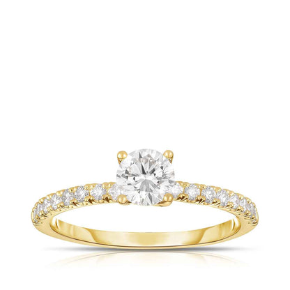 Natural 3/4 ct. tw. Round Brilliant Diamond Engagement Ring in 14K Yellow Gold