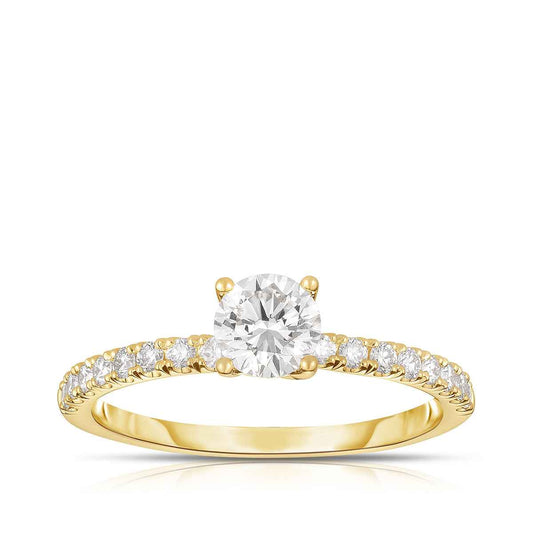 Natural 3/4 ct. tw. Round Brilliant Diamond Engagement Ring in 14K Yellow Gold