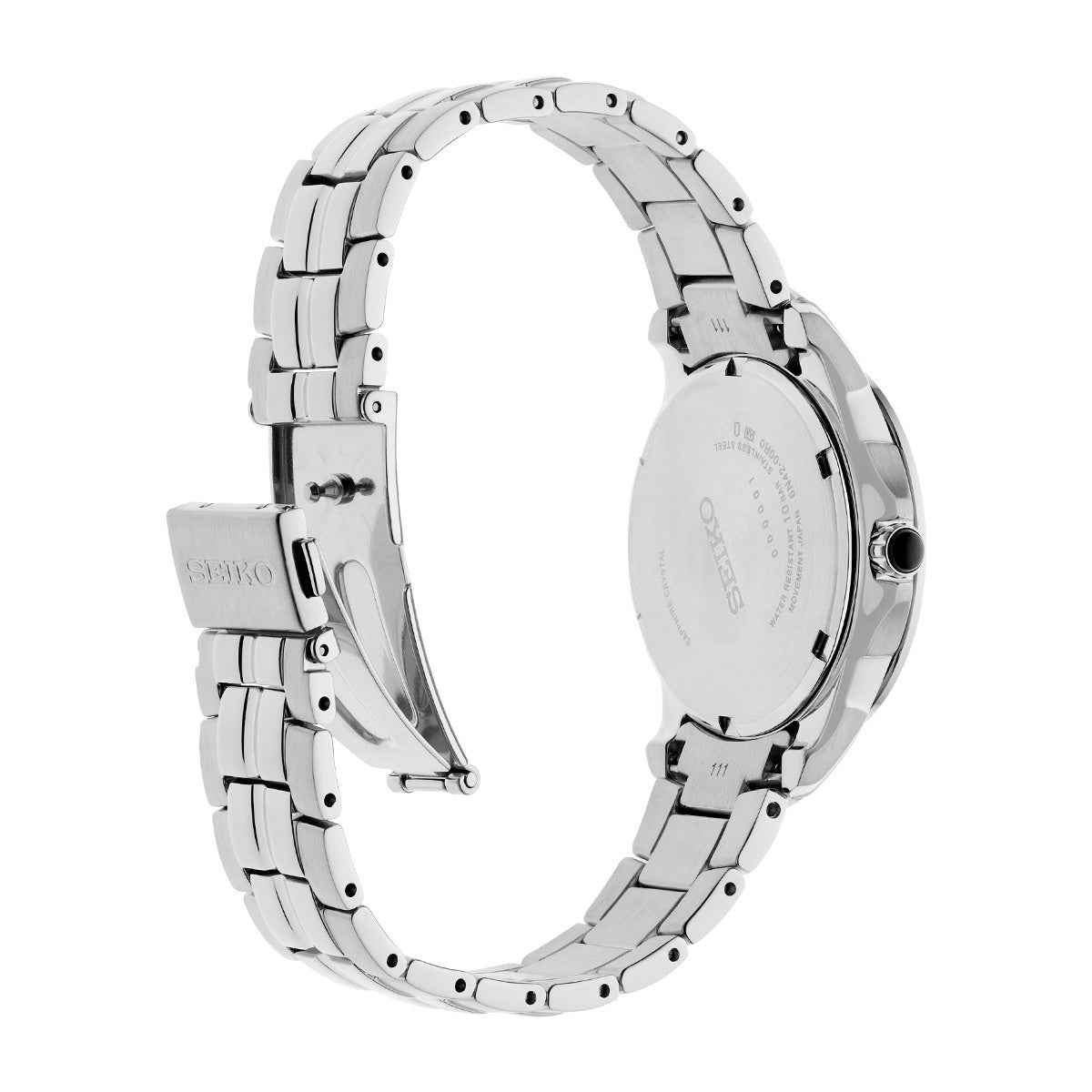 Seiko Ladies' Coutura Quartz Stainless Steel Watch with Pink Dial close-up detail