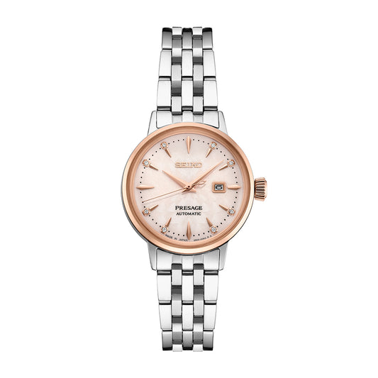 Seiko Ladies' Presage Cocktail Time Automatic Stainless Steel Watch with Pink Dial