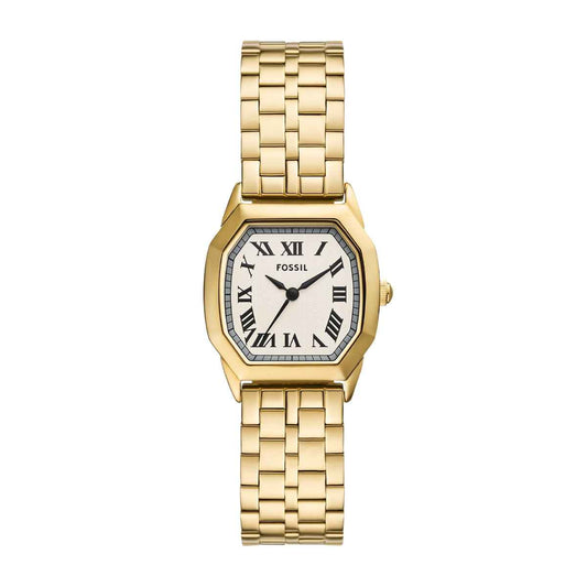 Fossil Ladies' Harlow Quartz Gold-Tone Stainless Steel Watch with Cream Dial