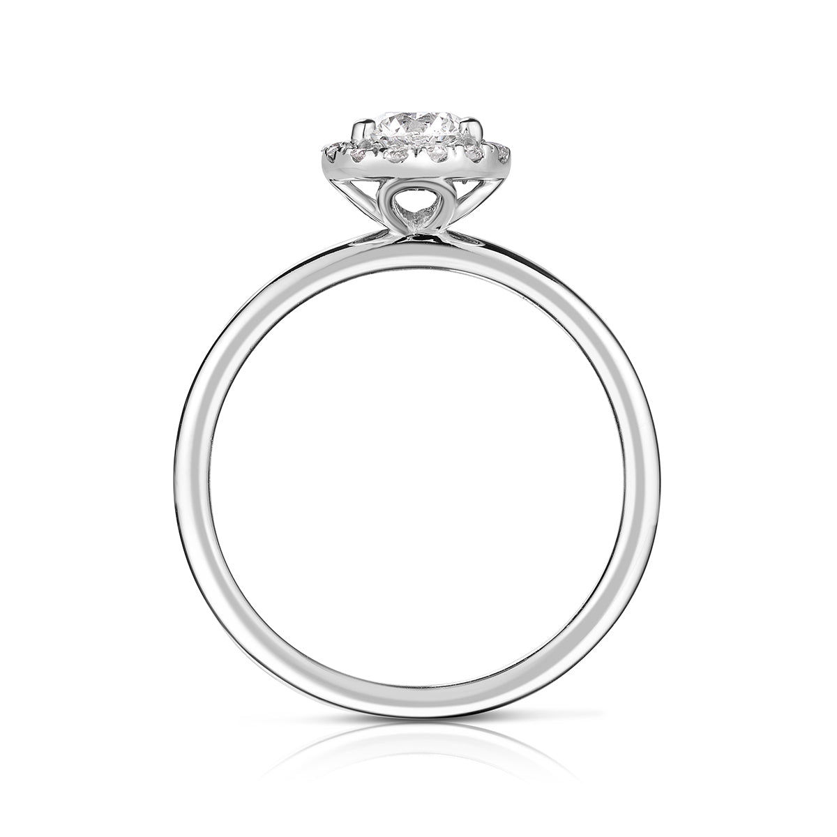 Natural 5/8 ct. tw. Round Brilliant Diamond Halo Engagement Ring in 14K White Gold front view