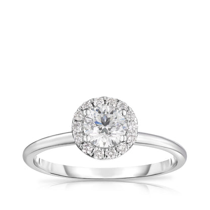 Natural 5/8 ct. tw. Round Brilliant Diamond Halo Engagement Ring in 14K White Gold