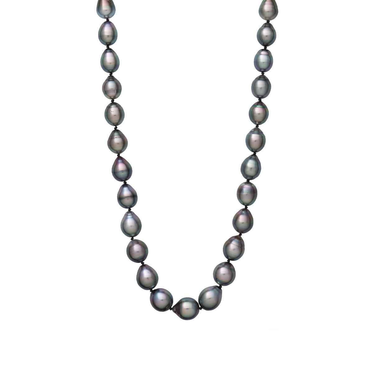 9-11mm 18-inch Black Cultured Pearl Strand Necklace in 14K Yellow Gold