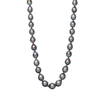 9-11mm 18-inch Black Cultured Pearl Strand Necklace in 14K Yellow Gold