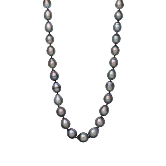 9-11mm 18-inch Black Cultured Pearl Strand Necklace in 14K Yellow Gold
