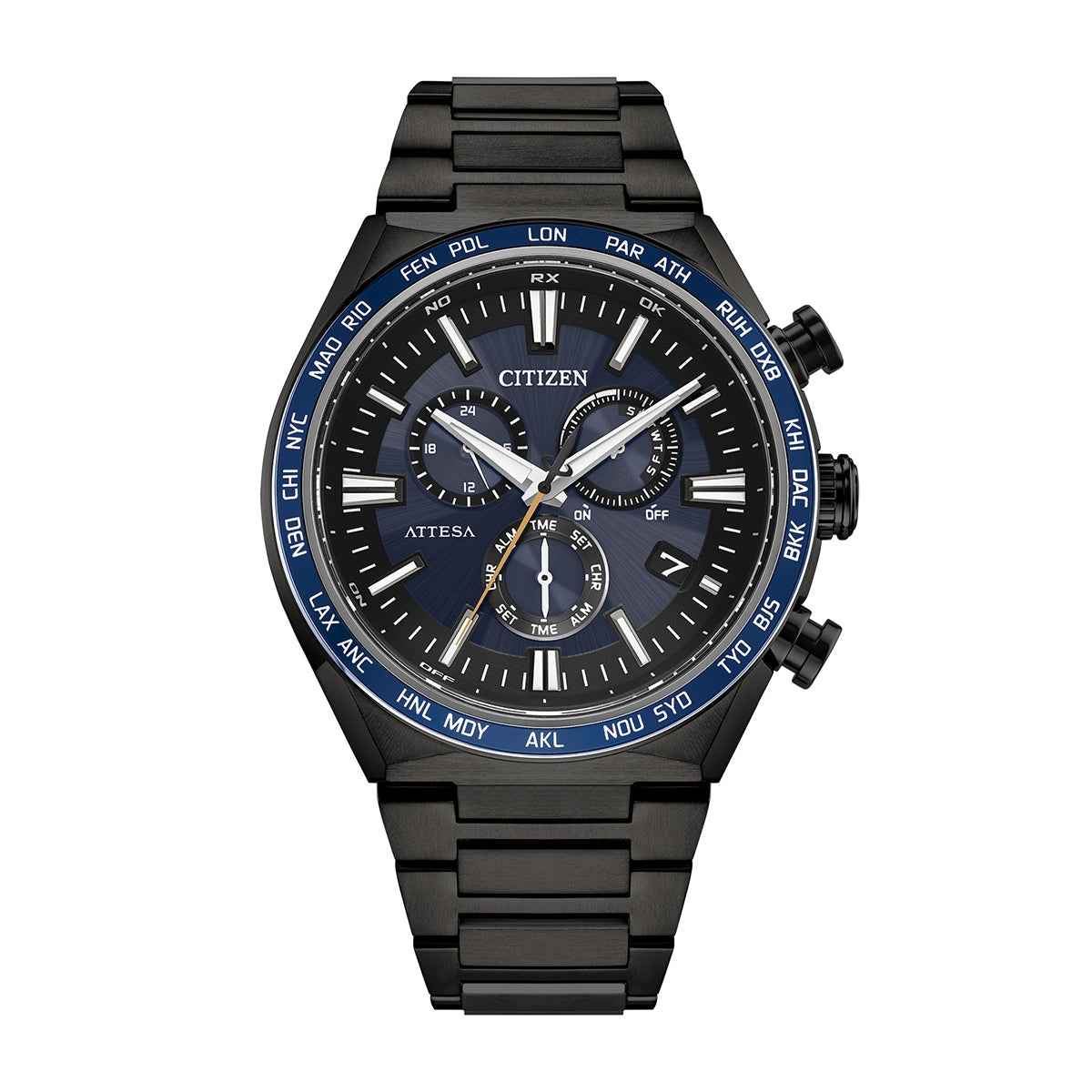 Citizen Men's Attesa Eco-Drive Black Titanium Watch with Blue Dial