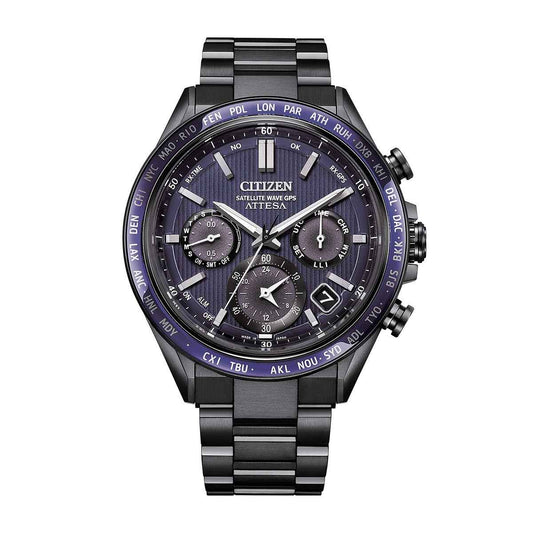Citizen Men's Attesa Eco-Drive Gray Titanium Watch with Blue Dial