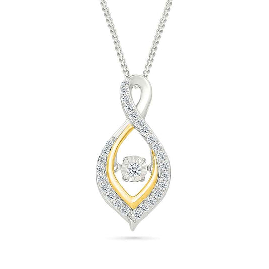 1/5 ct. tw. Diamond Looped Teardrop Pendant in Sterling Silver & 10K Yellow Gold