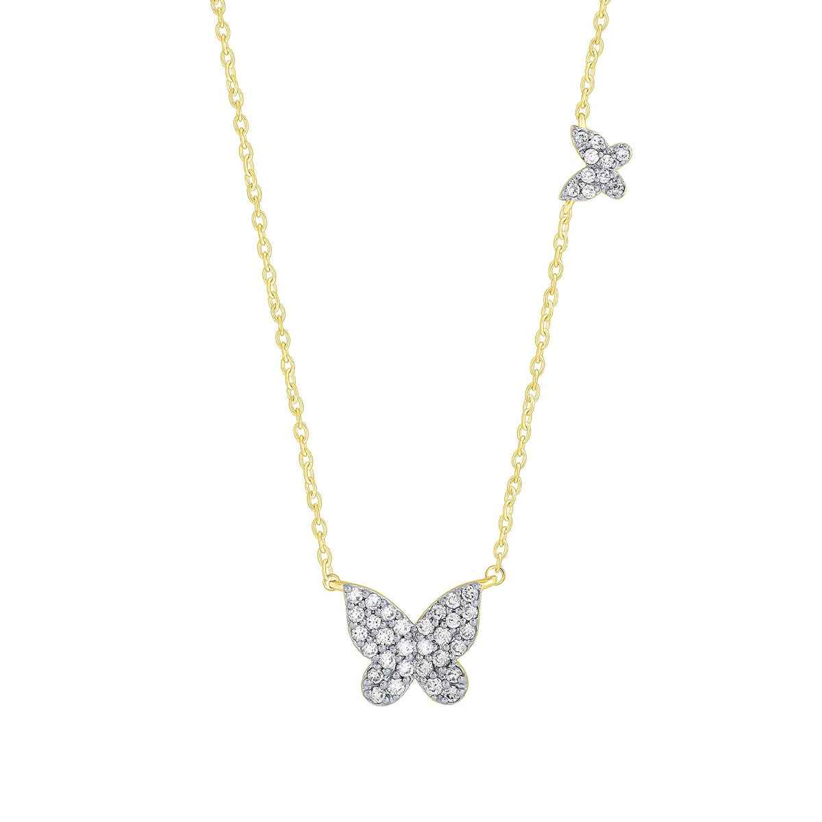 1/4 ct. tw. Diamond Butterfly Necklace in 10K Yellow Gold