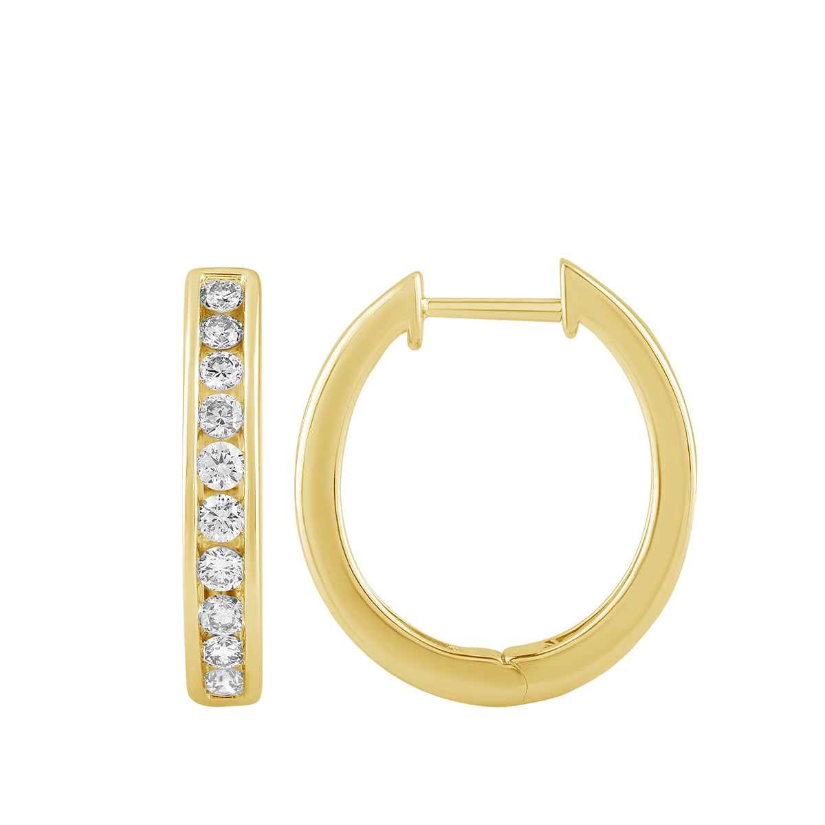 3/4 ct. tw. Diamond Hoop Earrings in 10K Yellow Gold