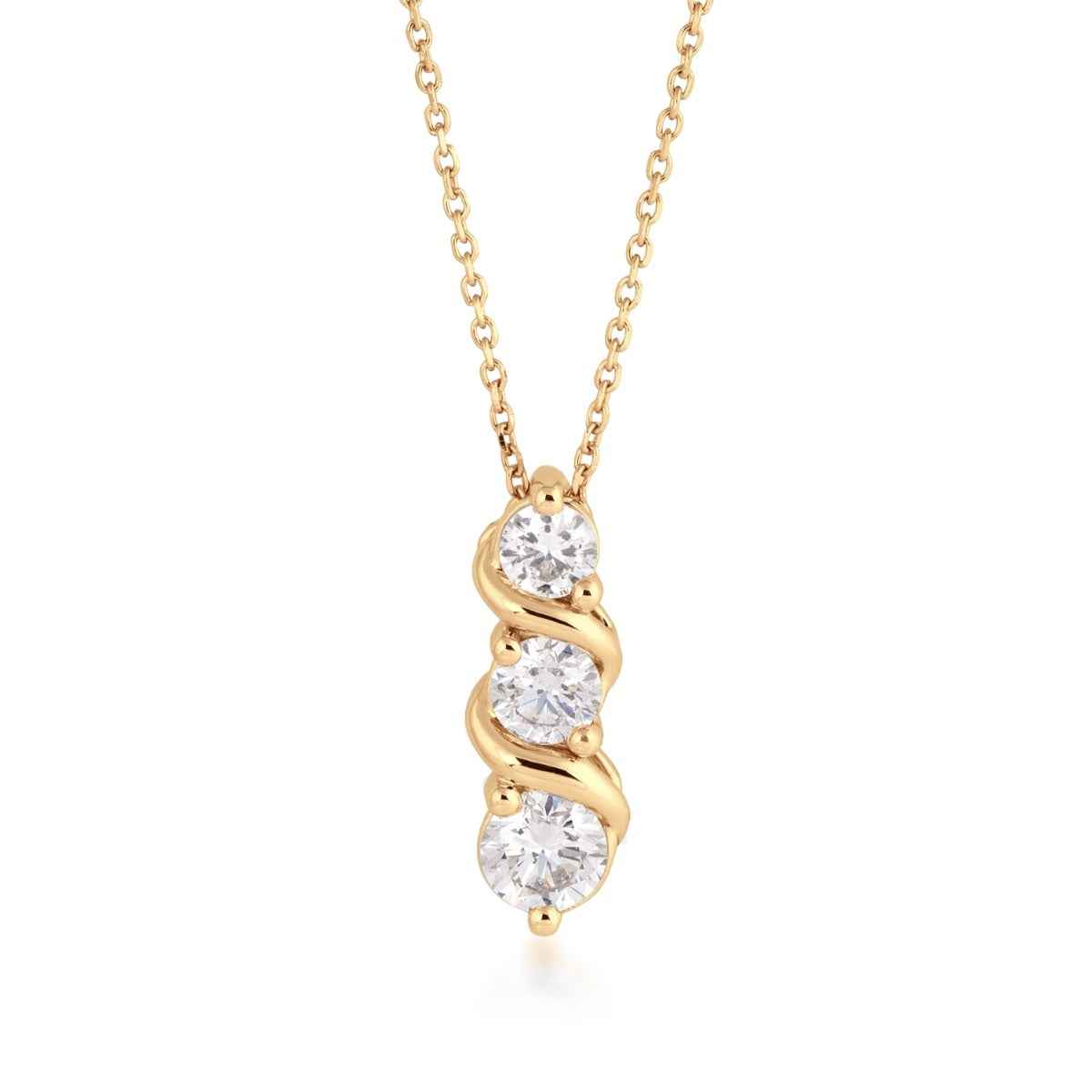 5/8 ct. tw. Round Brilliant 3-Stone Diamond Pendant in 14K Yellow Gold