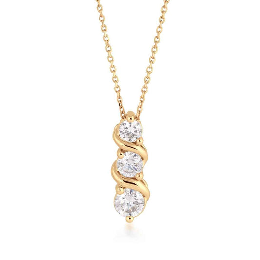 5/8 ct. tw. Round Brilliant 3-Stone Diamond Pendant in 14K Yellow Gold