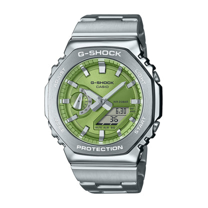 G steel quartz green dial watch