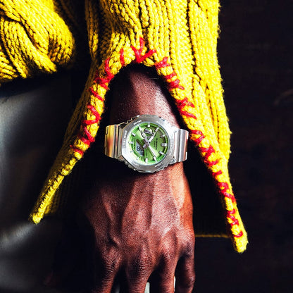 G steel quartz green dial watch model