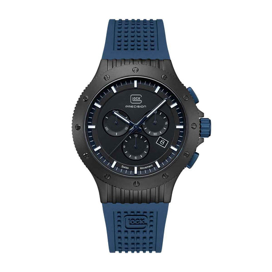 Glock Men's Black Titanium Watch with Black Dial Color & Blue Silicone Strap