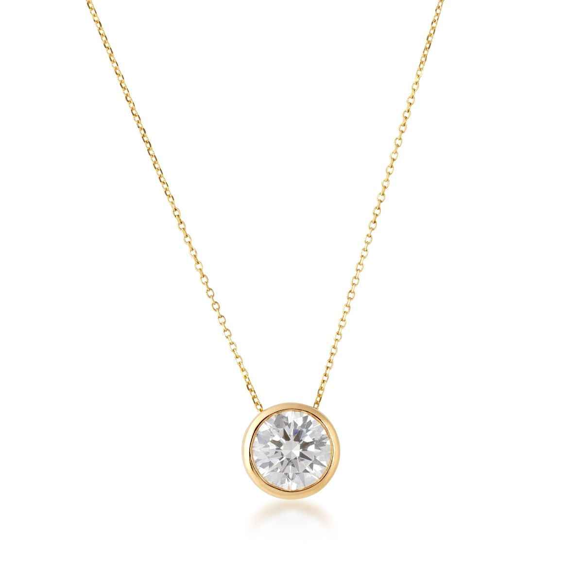 Adamante 1/2 ct. tw. Lab-Grown Round Brilliant Diamond Bezel Set Solitaire Pendant in 14K Yellow Gold