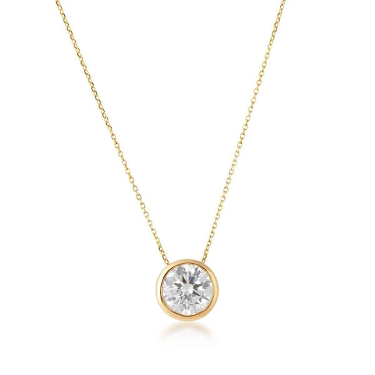 Adamante 1/2 ct. tw. Lab-Grown Round Brilliant Diamond Bezel Set Solitaire Pendant in 14K Yellow Gold
