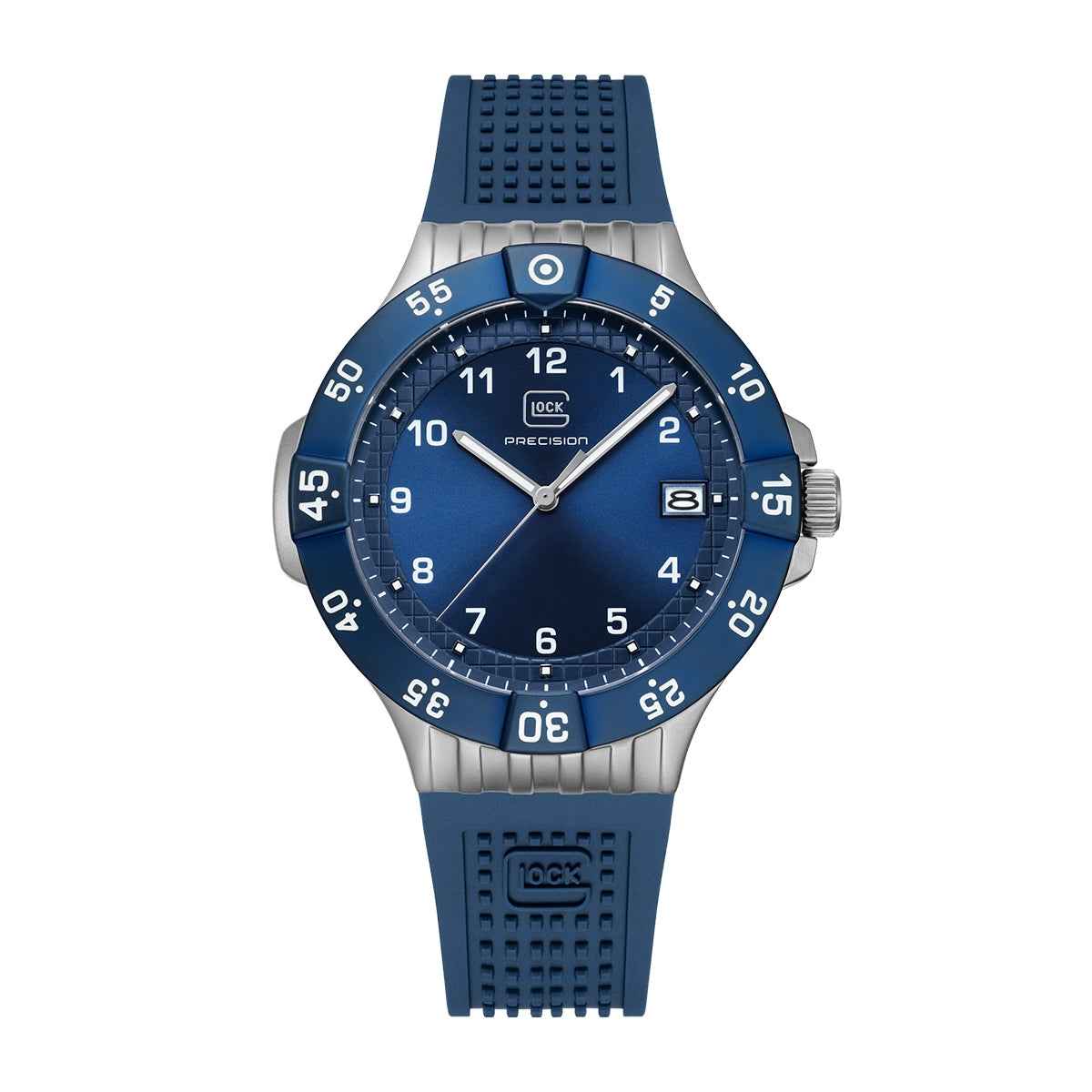 Glock Men's Quartz Blue Stainless Steel Watch with Blue Dial & Silicone Strap