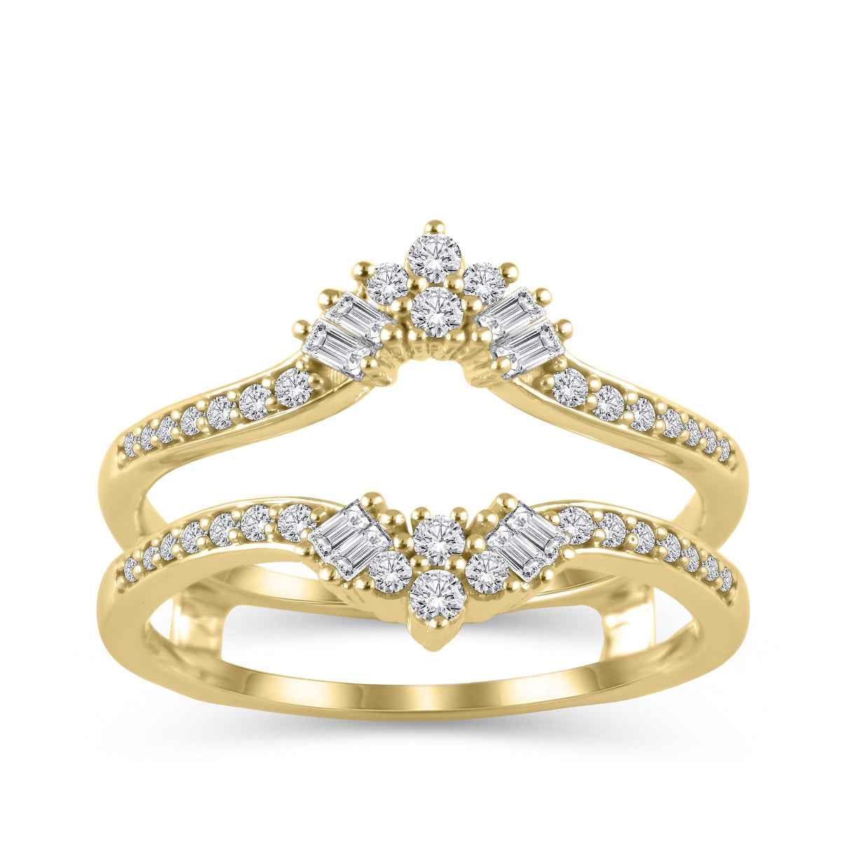 3/8 ct. tw. Round & Baguette Diamond Wedding Ring Enhancer in 14K Yellow Gold