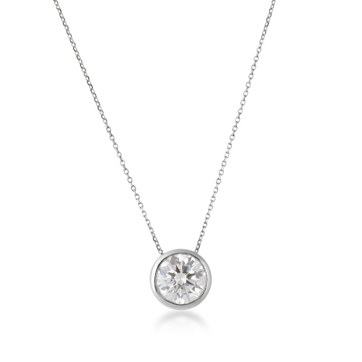 Adamante 1/2 ct. tw. Lab-Grown Round Brilliant Diamond Bezel Set Solitaire Pendant in 14K White Gold
