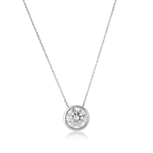 Adamante 1/2 ct. tw. Lab-Grown Round Brilliant Diamond Bezel Set Solitaire Pendant in 14K White Gold