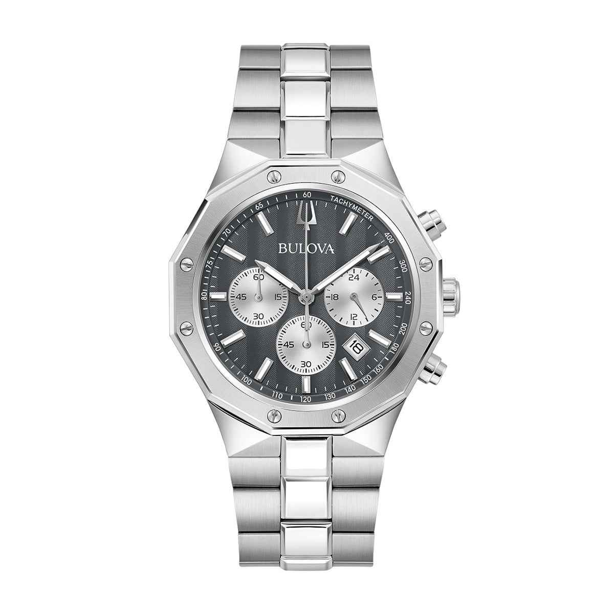 Bulova Men's Prestige Quartz Stainless Steel Watch with Gray Dial