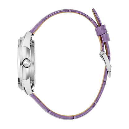 Bulova Ladies' Sutton Automatic Stainless Steel Watch with White Dial & Purple Leather Strap