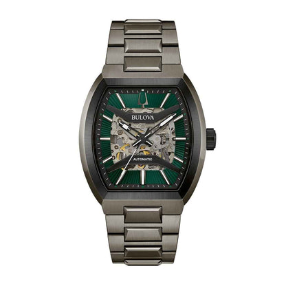 Bulova Men's Maquina Automatic Gray Stainless Steel Watch with Green Dial
