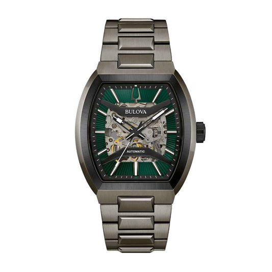 Bulova Men's Maquina Automatic Gray Stainless Steel Watch with Green Dial