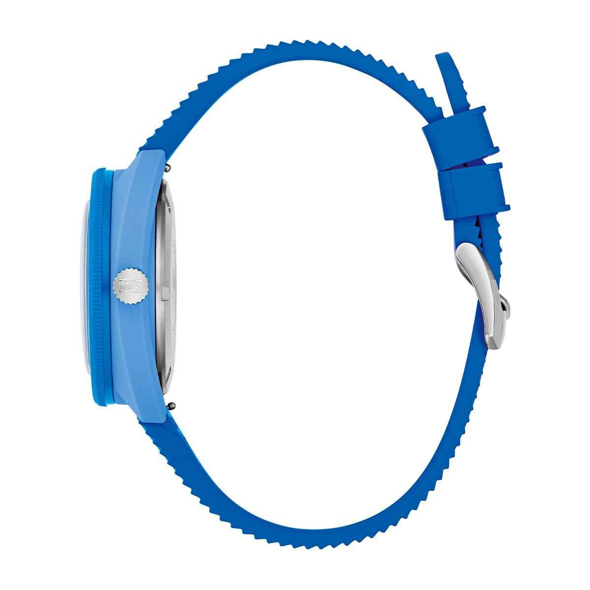 Bulova Men's Snorkel Quartz Blue Ceramic Watch with Blue Dial & Rubber Strap
