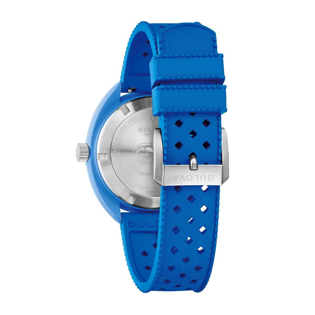 Bulova Men's Snorkel Quartz Blue Ceramic Watch with Blue Dial & Rubber Strap