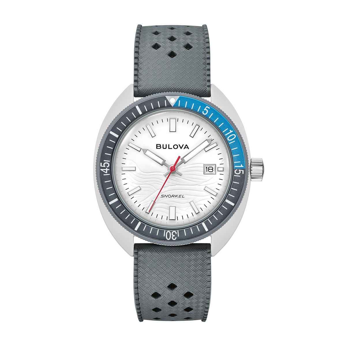 Bulova Men's Snorkel Quartz Gray Ceramic Watch with White Dial & Gray Rubber Strap