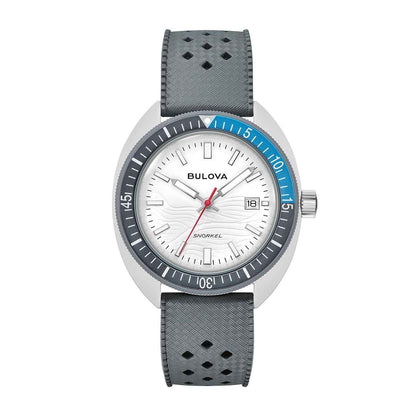 Bulova Men's Snorkel Quartz Gray Ceramic Watch with White Dial & Gray Rubber Strap