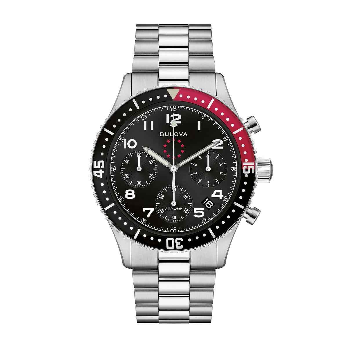 Bulova Men's Marine Star Heritage Quartz Stainless Steel Watch with Black Dial