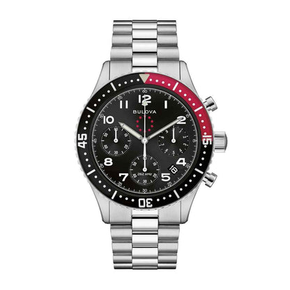 Bulova Men's Marine Star Heritage Quartz Stainless Steel Watch with Black Dial