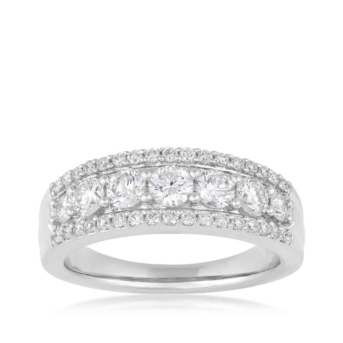 Adamante 1 ct. tw. Lab-Grown Diamond Multi-Row Anniversary Ring in 10K White Gold