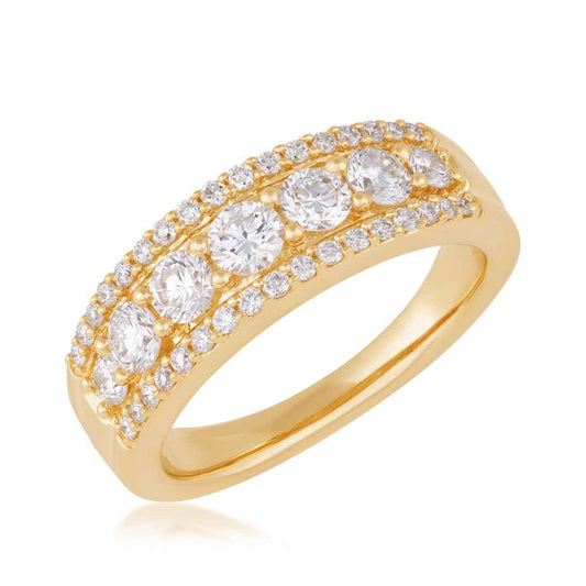 Adamante 1 ct. tw. Lab-Grown Diamond Multi-Row Anniversary Ring in 10K Yellow Gold front view