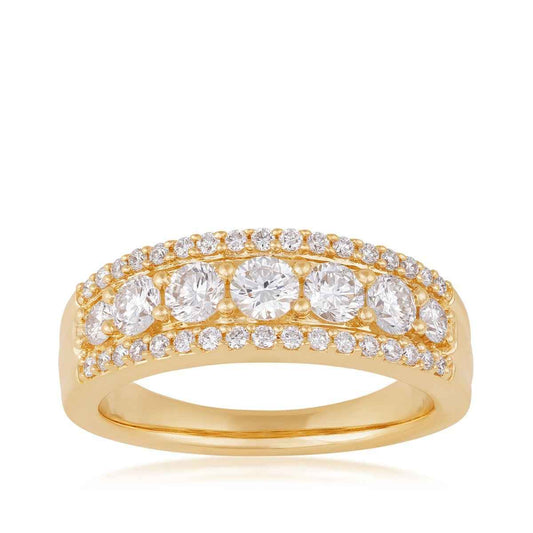 Adamante 1 ct. tw. Lab-Grown Diamond Multi-Row Anniversary Ring in 10K Yellow Gold