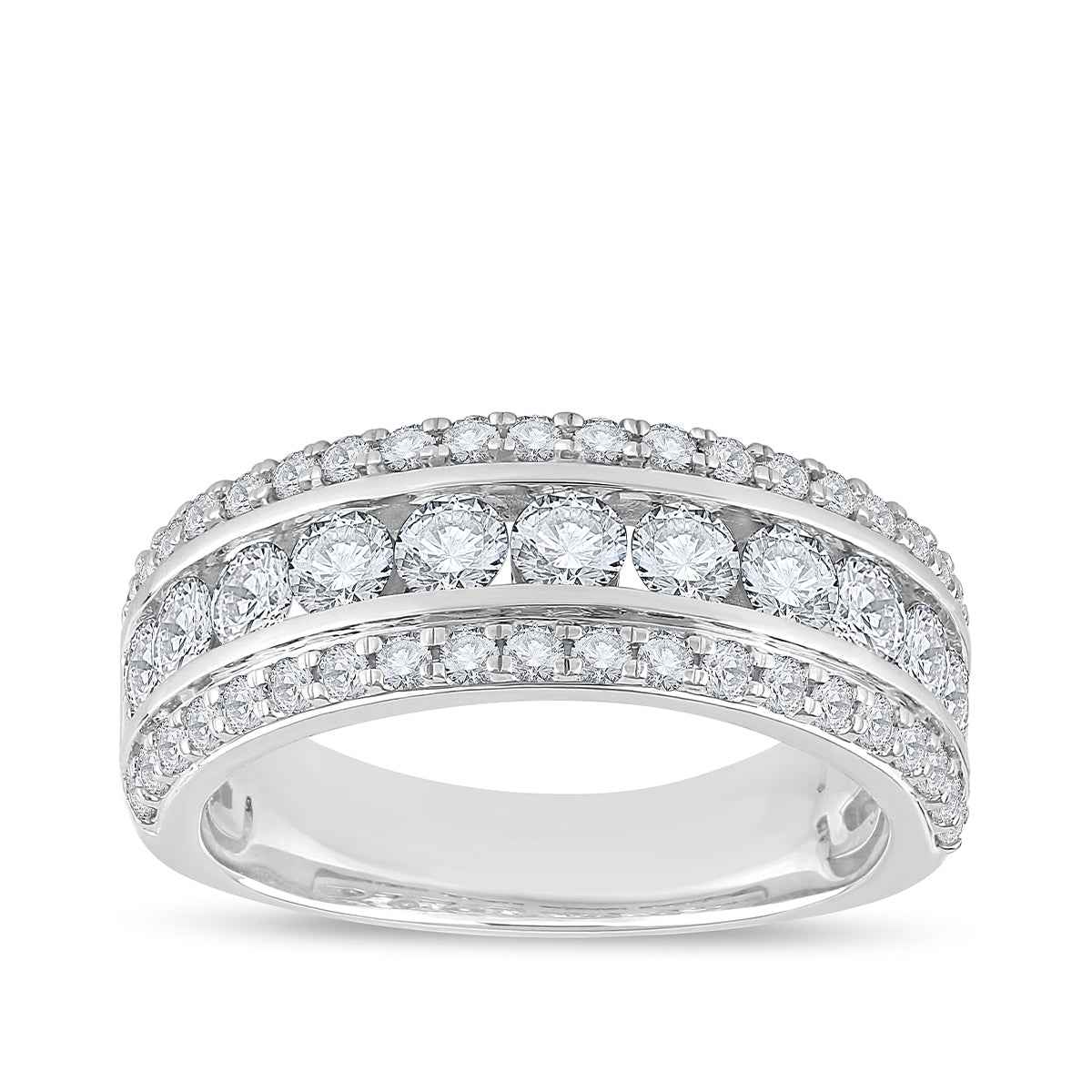Adamante 1-1/2 ct. tw. Lab-Grown Diamond Multi-Row Anniversary Ring in 14K White Gold