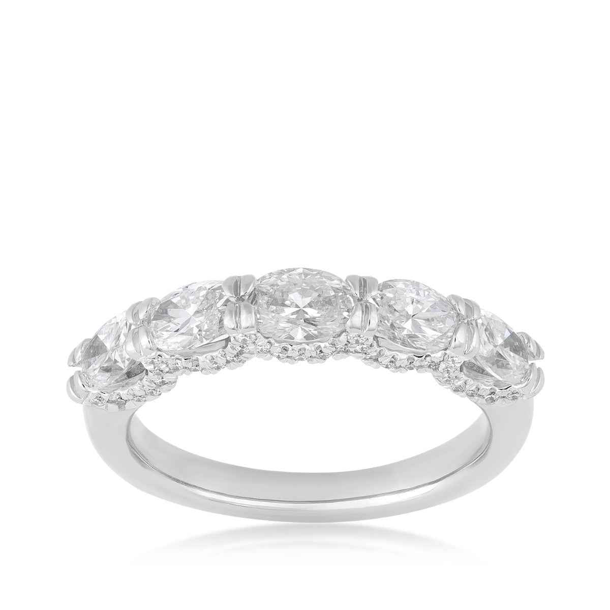 Adamante 1-1/2 ct. tw. Lab-Grown Oval & Round 5-Stone Diamond Anniversary Ring in 10K White Gold