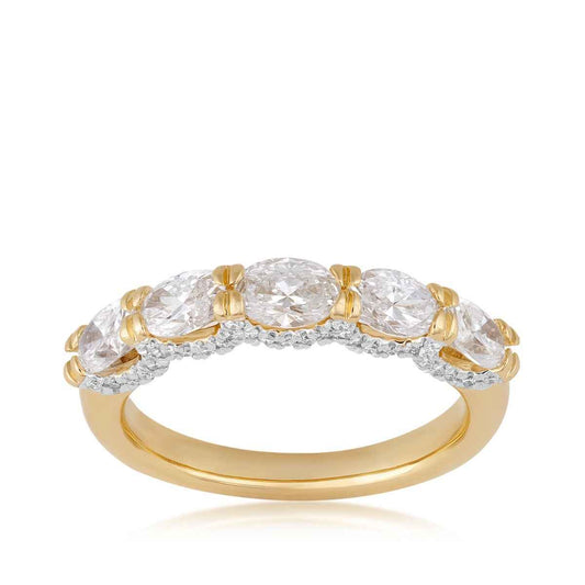 Adamante 1-1/2 ct. tw. Lab-Grown Oval & Round 5-Stone Diamond Anniversary Ring in 10K Yellow Gold